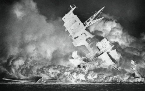 USS Arizona burns - Dec 7, 1941 negative