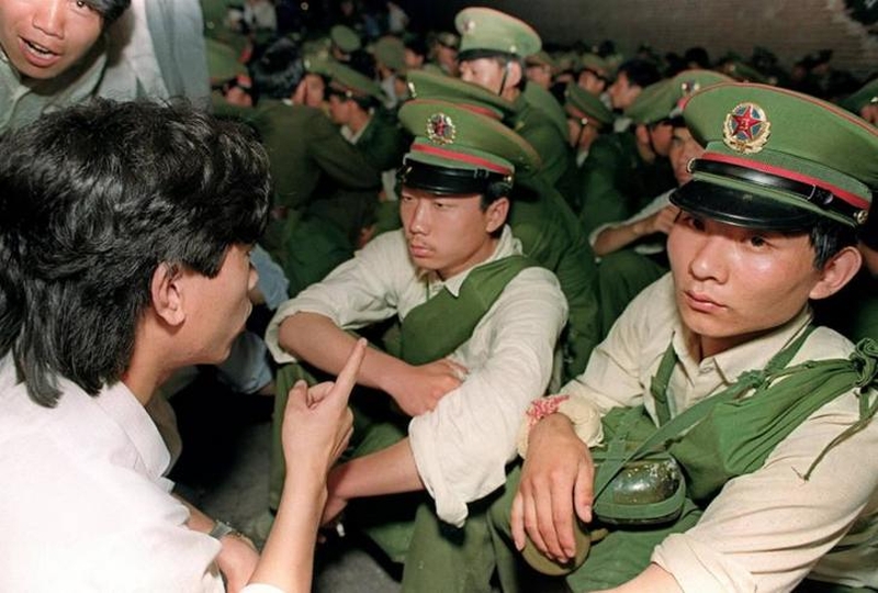 Tiananmen Square protests 19890524 - the People's Army left Beijing to rearm against the people