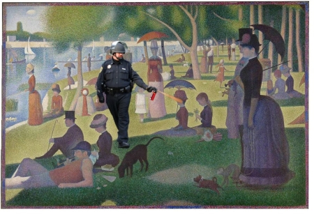 Pepper Spray Cop has a pointillism