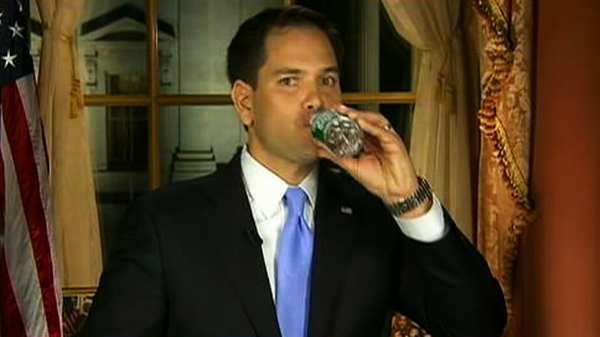 Marco Rubio drinks water