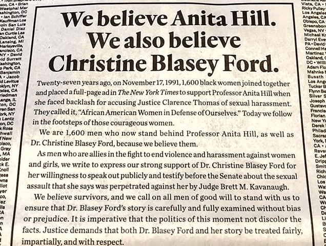We believe Anita Hill. We also believe Christine Blasey Ford.