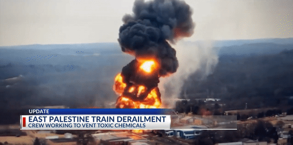 Norfolk Southern derailment - burning of vinyl chloride on February 5, 2023