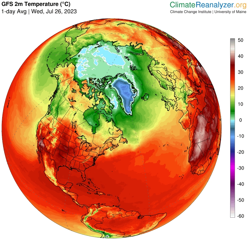 North America heat for July 26, 2023