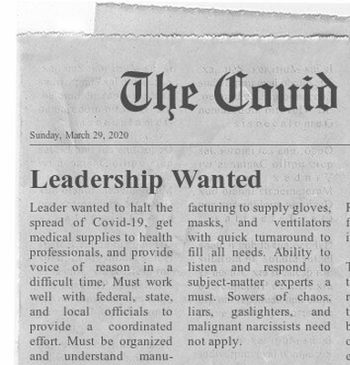 Leadership Wanted ad - The Covid-19