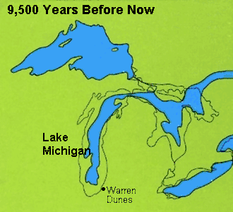 Great Lakes map - 9,500 years ago