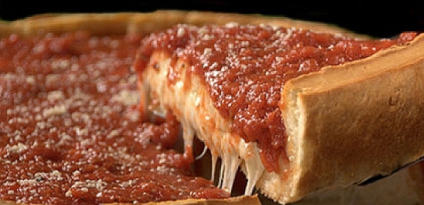 Jon Stewart says, "Chicago's Deep Dish Pizza Is Tasty."
