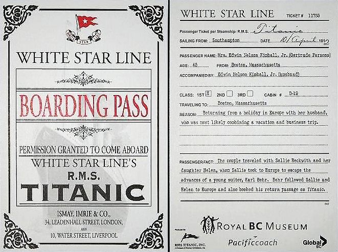 April 10, 1912 Titanic boarding pass