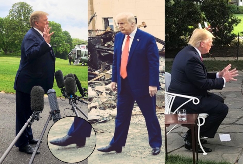 Donald Trump wears lifts , high heels, and coiffed hair to try to elevate his 5 foot 9 inch height.