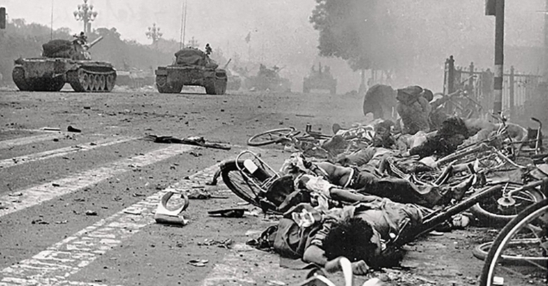 Tiananmen Square protests 19890604 - still more bodies and bikes litter the streets