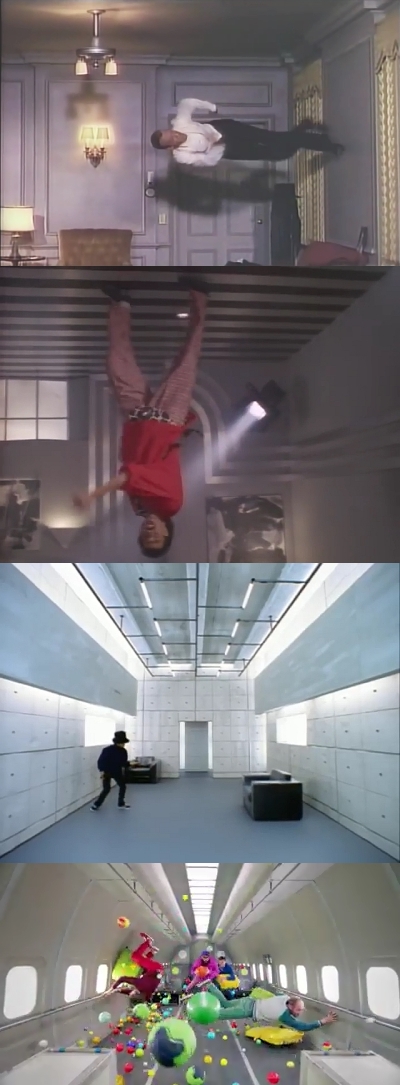 upside-down and moving music video sets