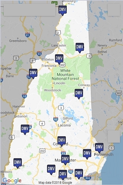 New Hampshire - Dept. Moter Vehicles map